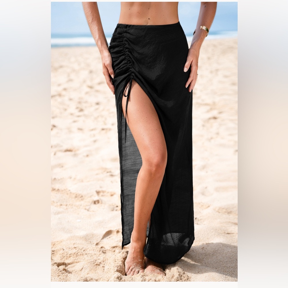 NWT Cupshe The Coast is Clear Black Sarong Coverup - Size M